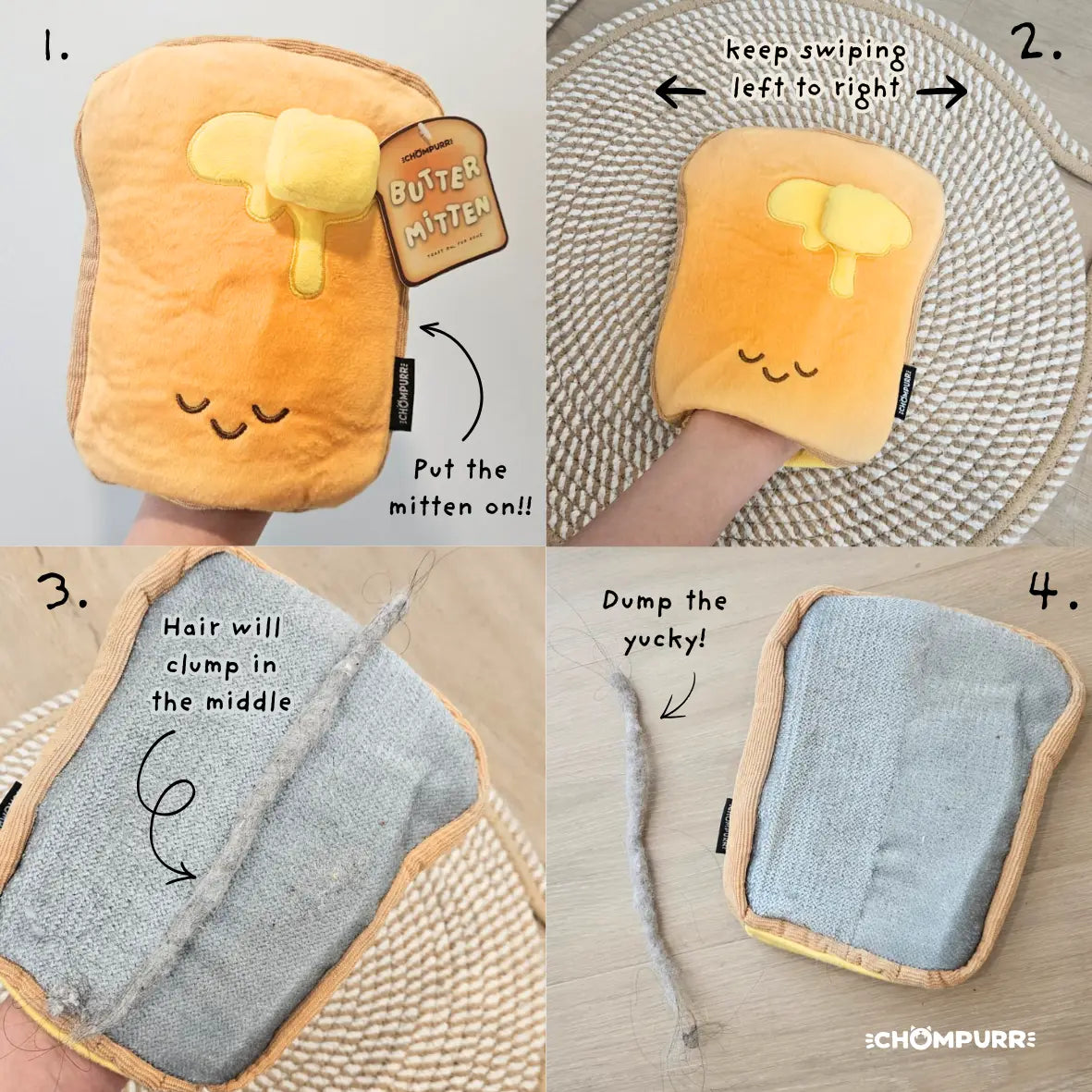 butter mitten pet hair remover | chompurr
