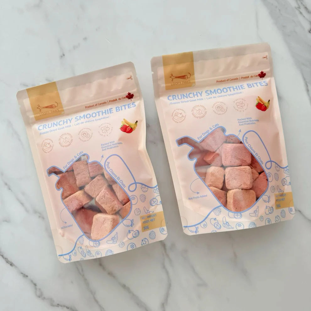 crunchy strawberry + banana smoothie bites | loopy paws