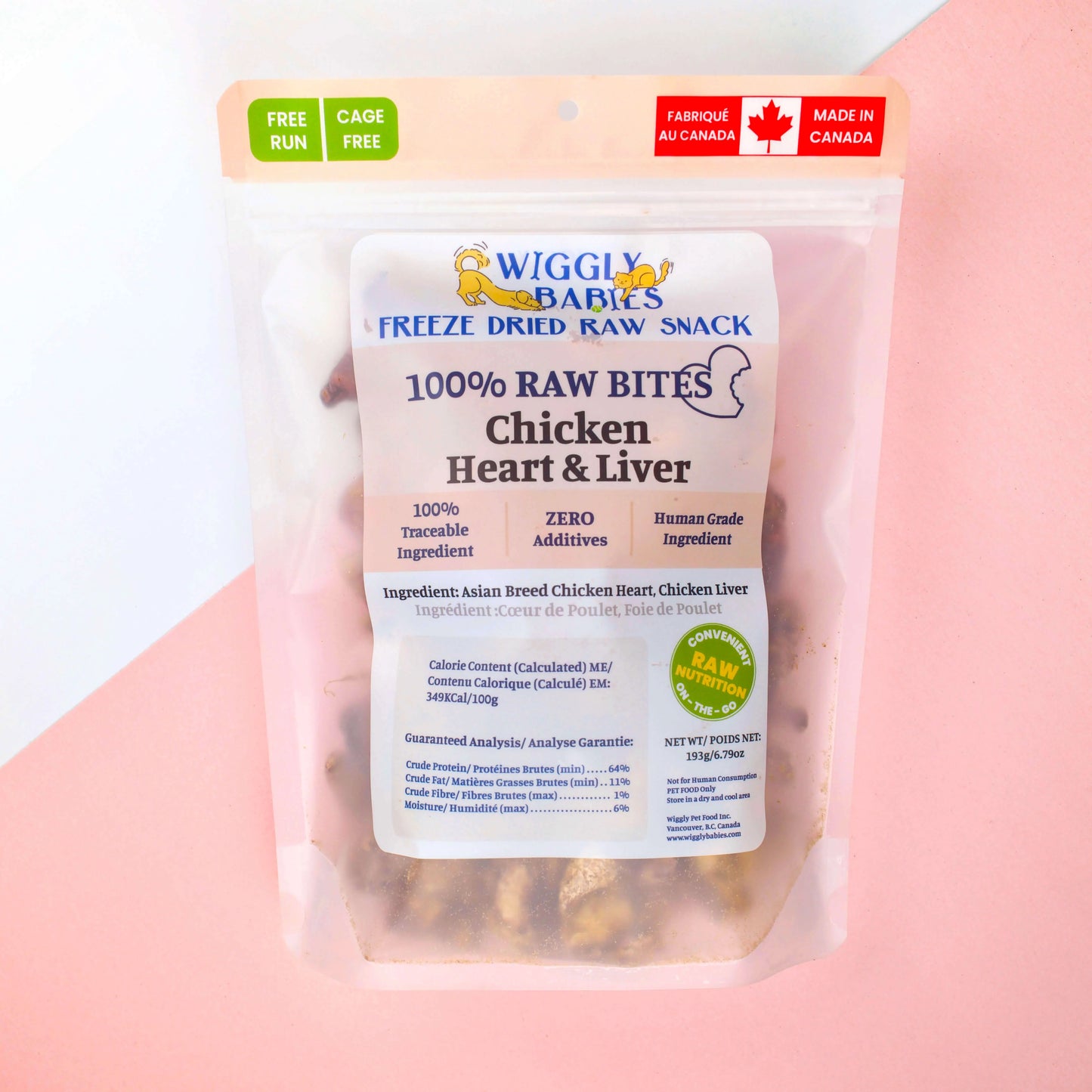 chicken heart & liver freeze dried raw mix | wiggly babies