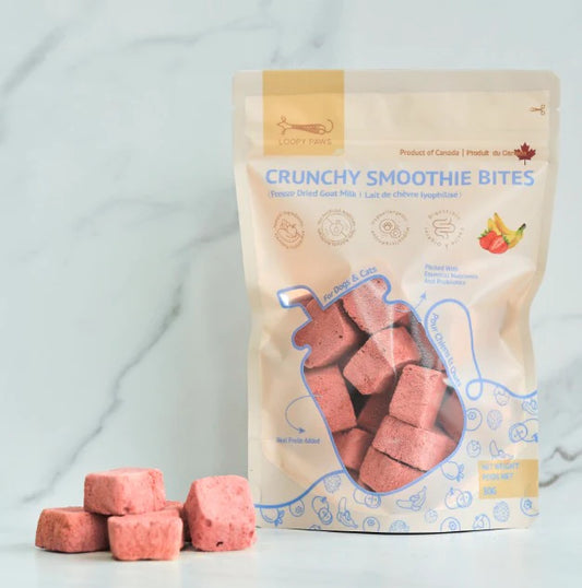 crunchy strawberry + banana smoothie bites | loopy paws