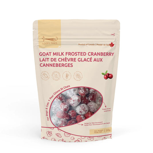 goat milk frosted cranberry crispies | loopy paws